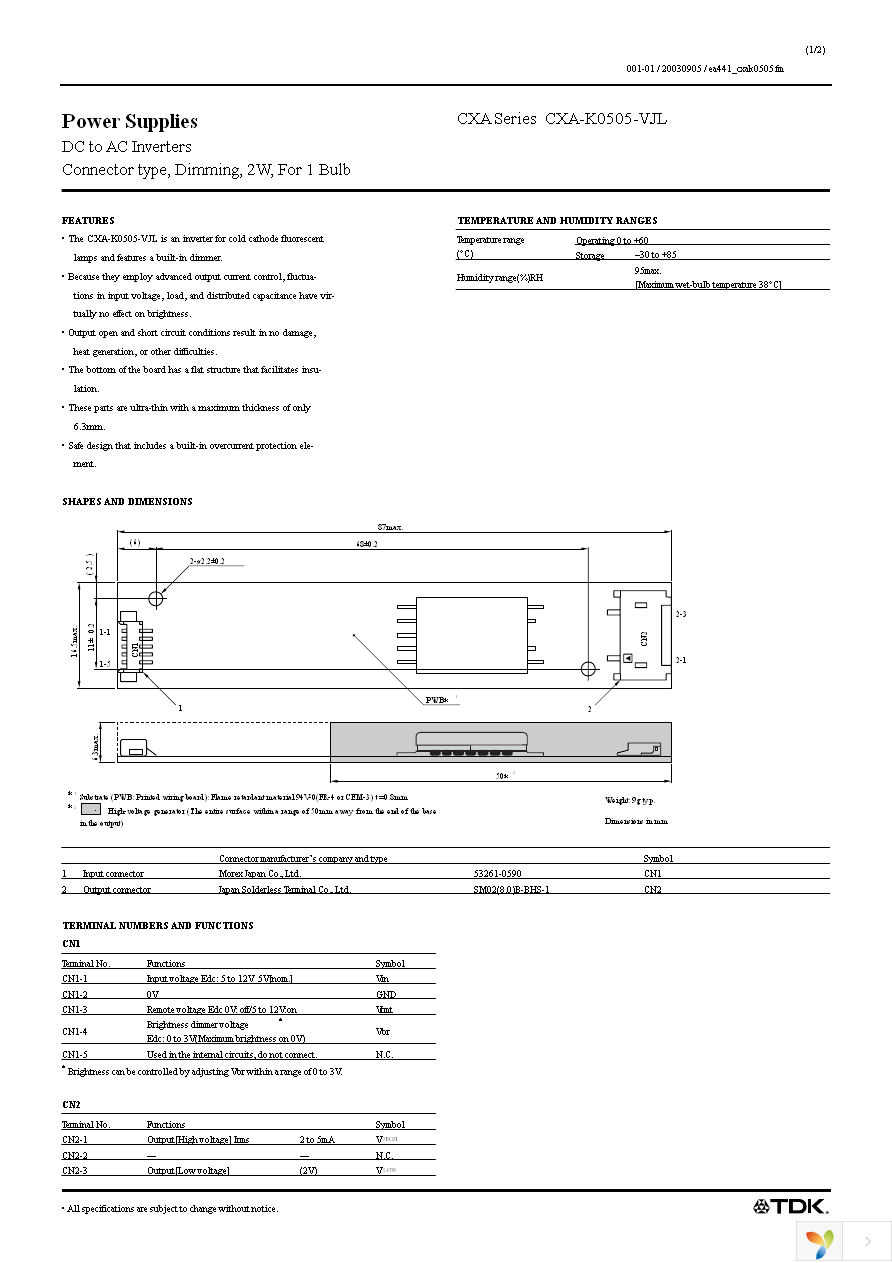 CXA-K0505-VJL Page 1