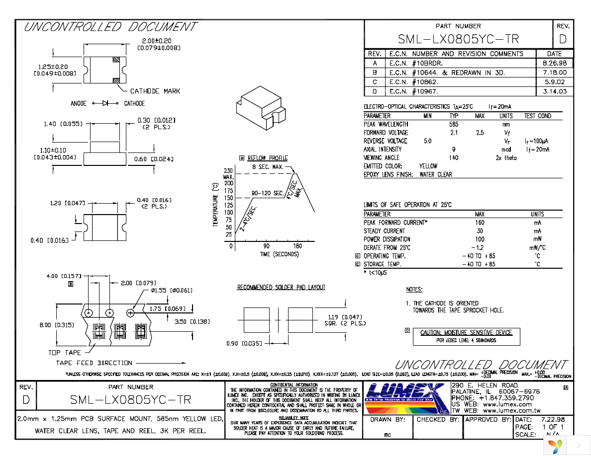 SML-LX0805YC-TR Page 1