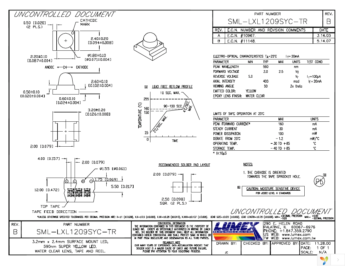 SML-LXL1209SYC-TR Page 1