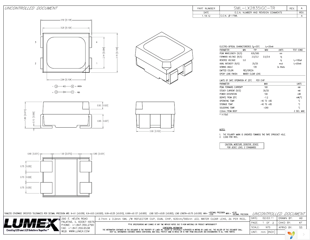 SML-LX2835IGC-TR Page 1