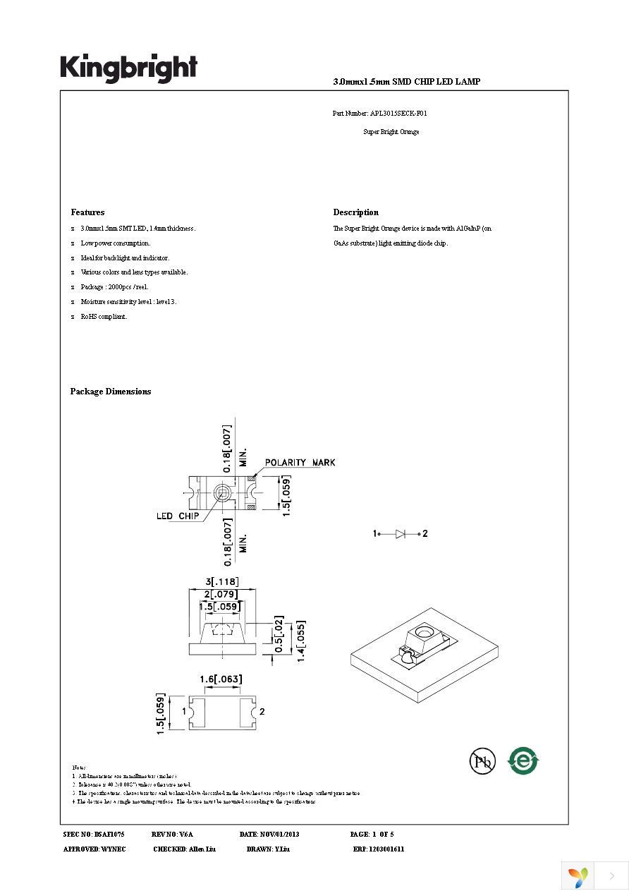 APL3015SECK-F01 Page 1