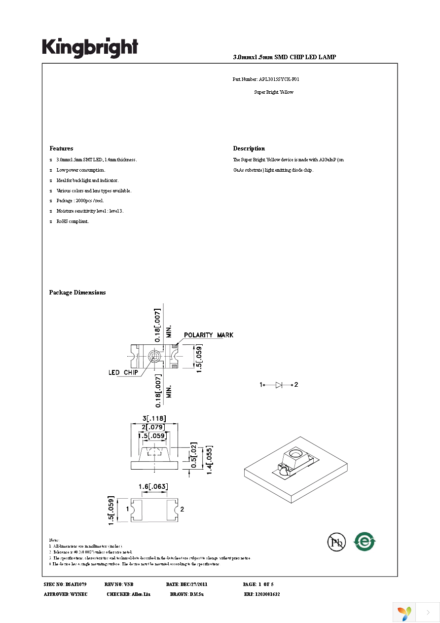 APL3015SYCK-F01 Page 1