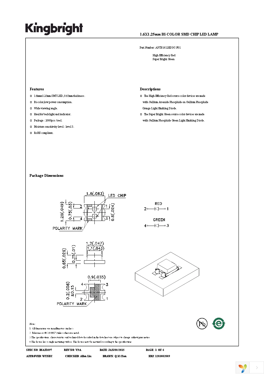 APTB1612ESGC-F01 Page 1