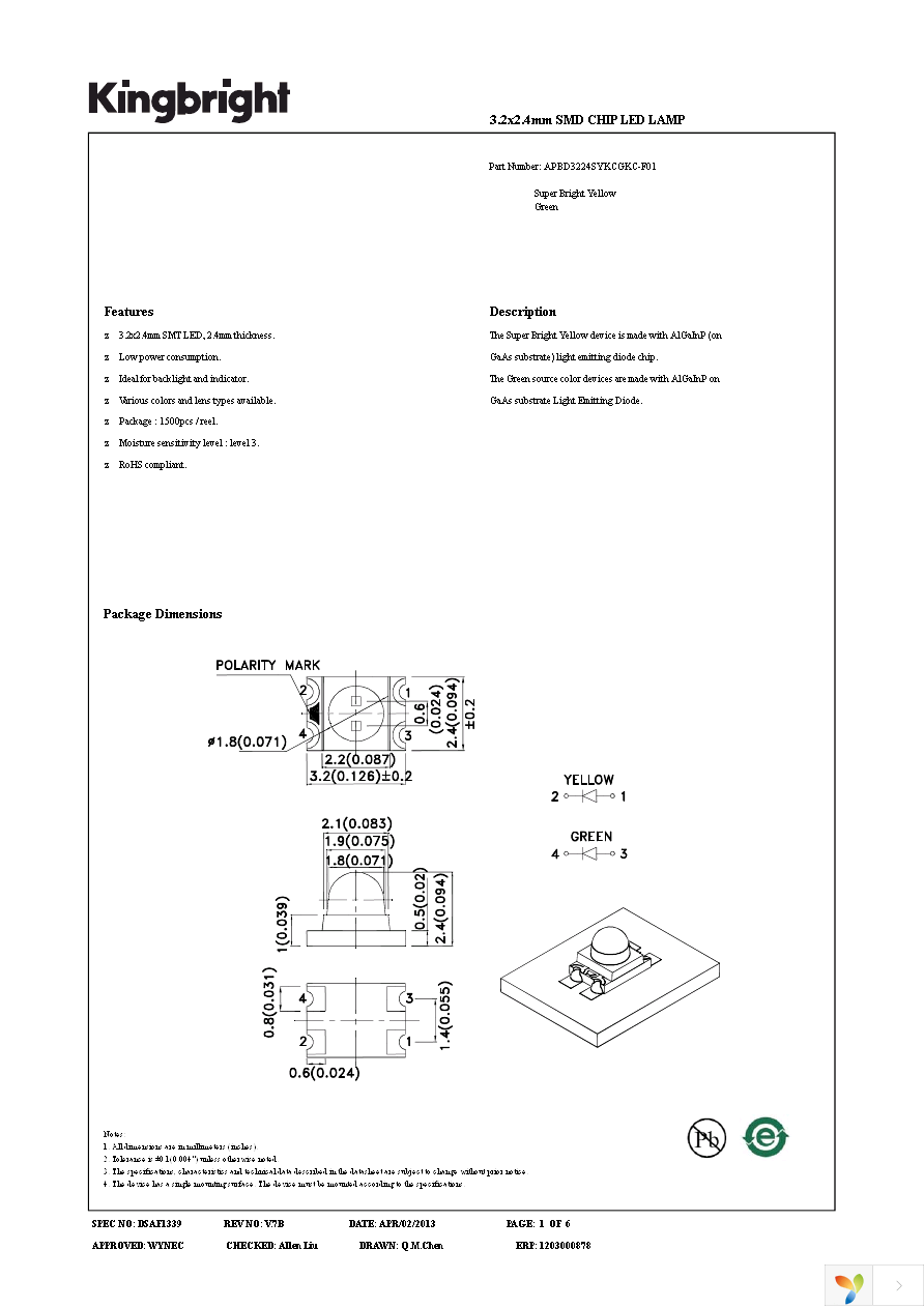 APBD3224SYKCGKC-F01 Page 1