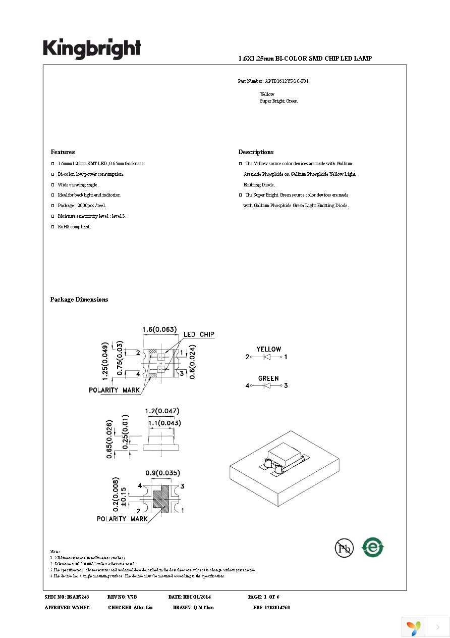 APTB1612YSGC-F01 Page 1