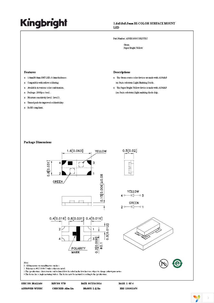 APHB1608CGKSYKC Page 1