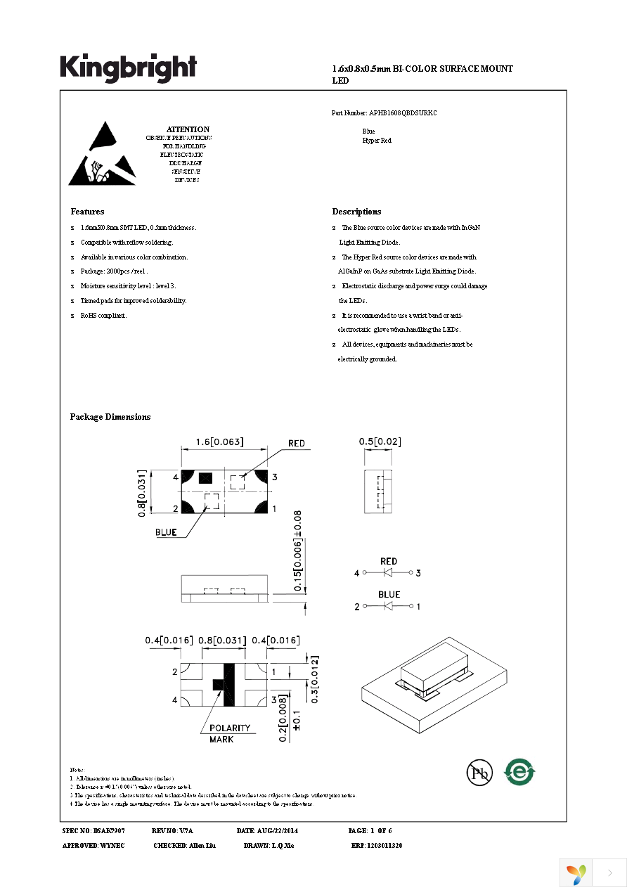 APHB1608QBDSURKC Page 1