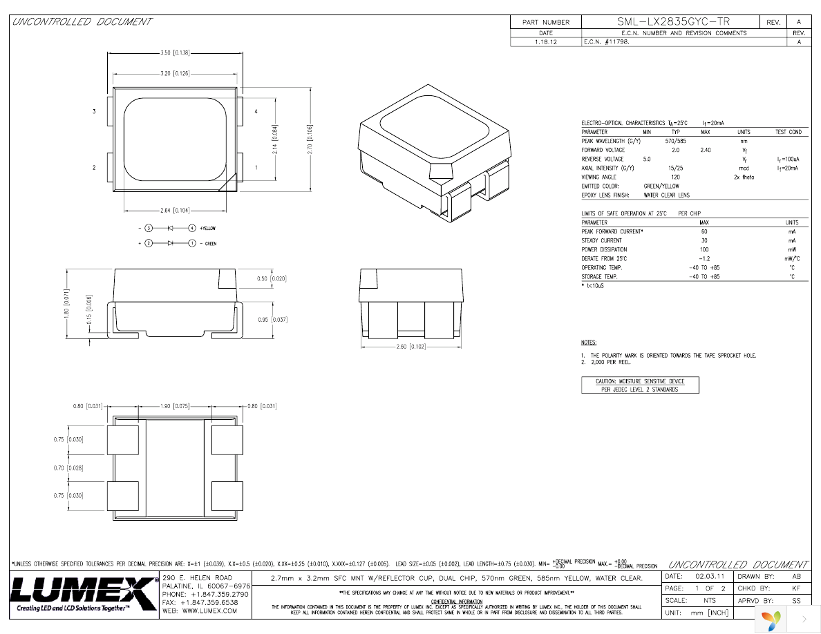 SML-LX2835GYC-TR Page 1