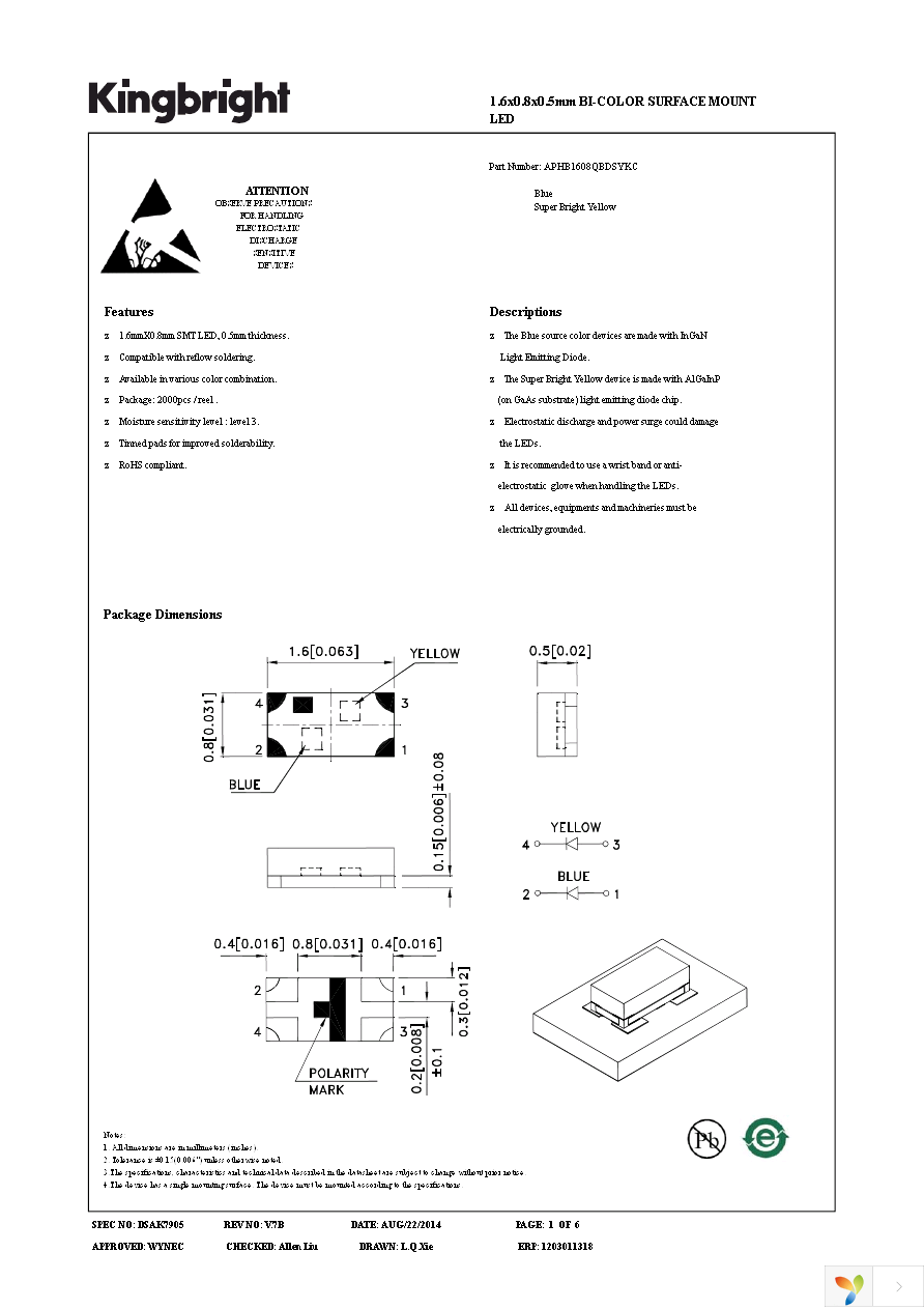 APHB1608QBDSYKC Page 1