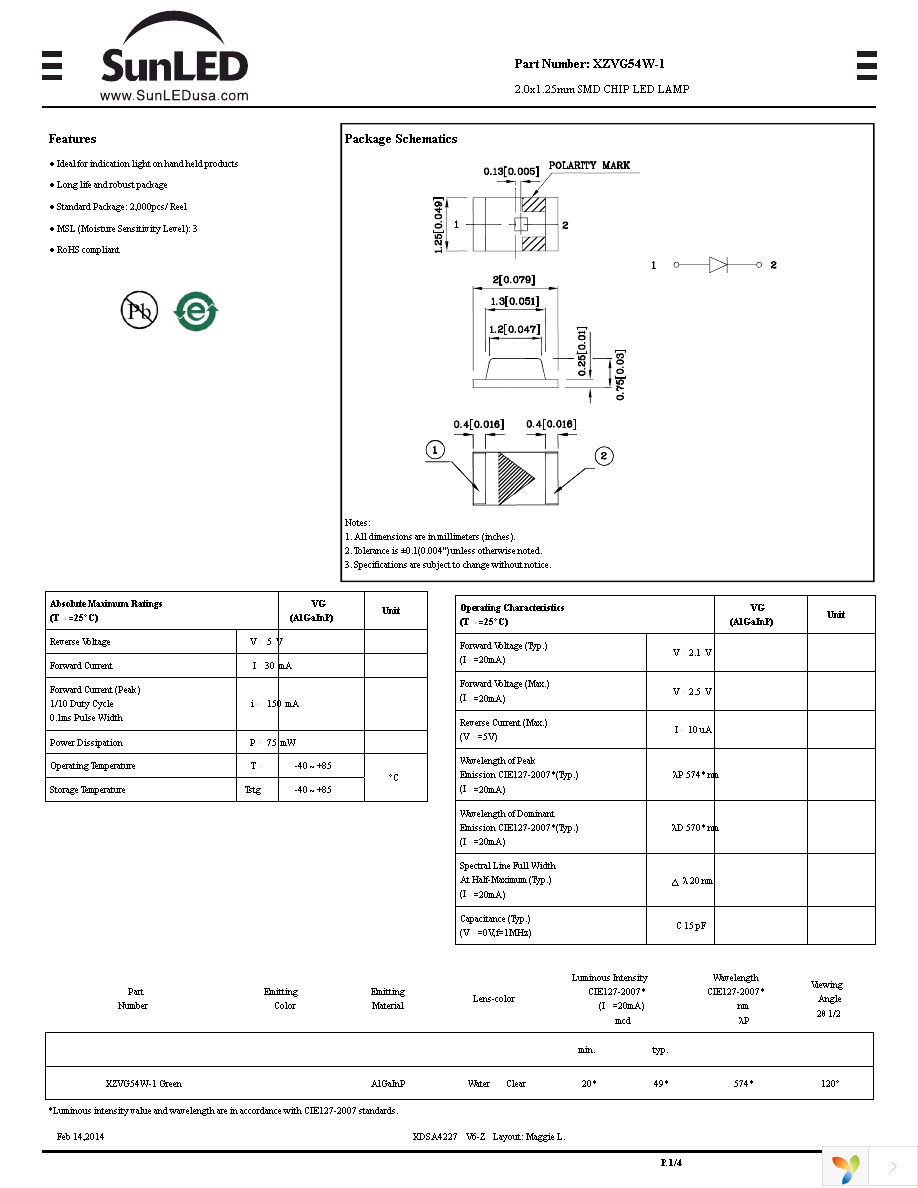 XZVG54W-1 Page 1