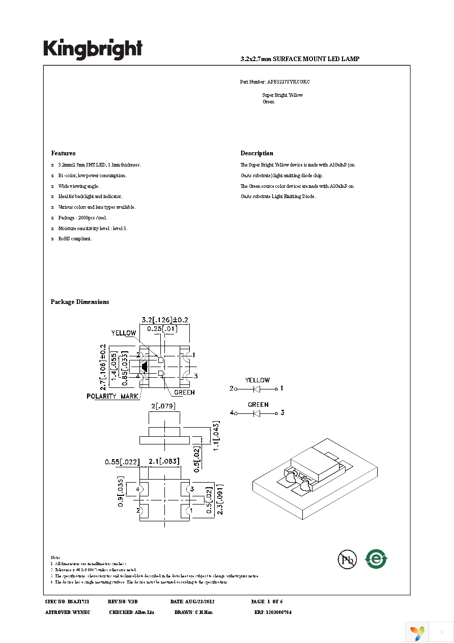 APB3227SYKCGKC Page 1