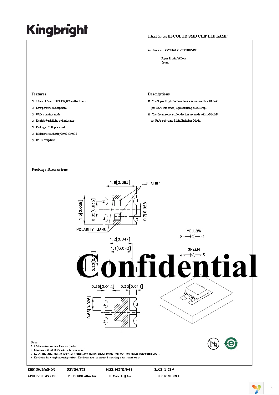 APTB1615SYKCGKC-F01 Page 1