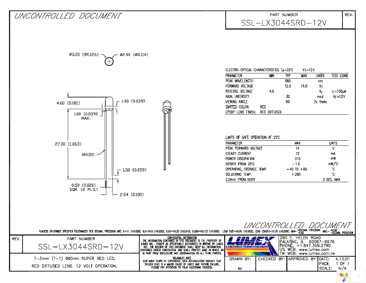 SSL-LX3044SRD-12V Page 1