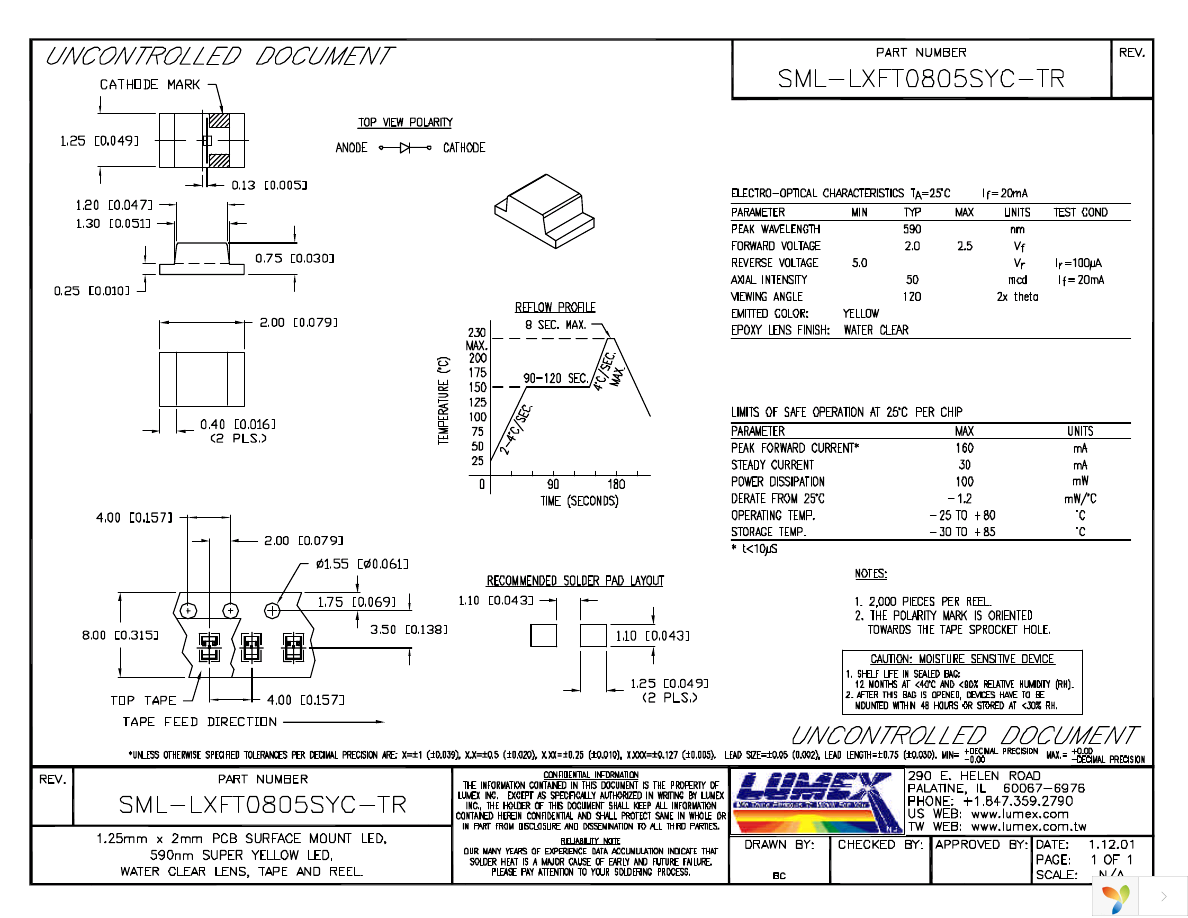 SML-LXFT0805SYC-TR Page 1