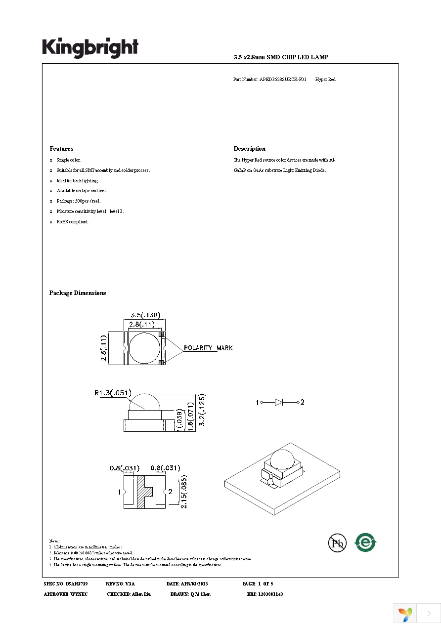 APED3528SURCK-F01 Page 1