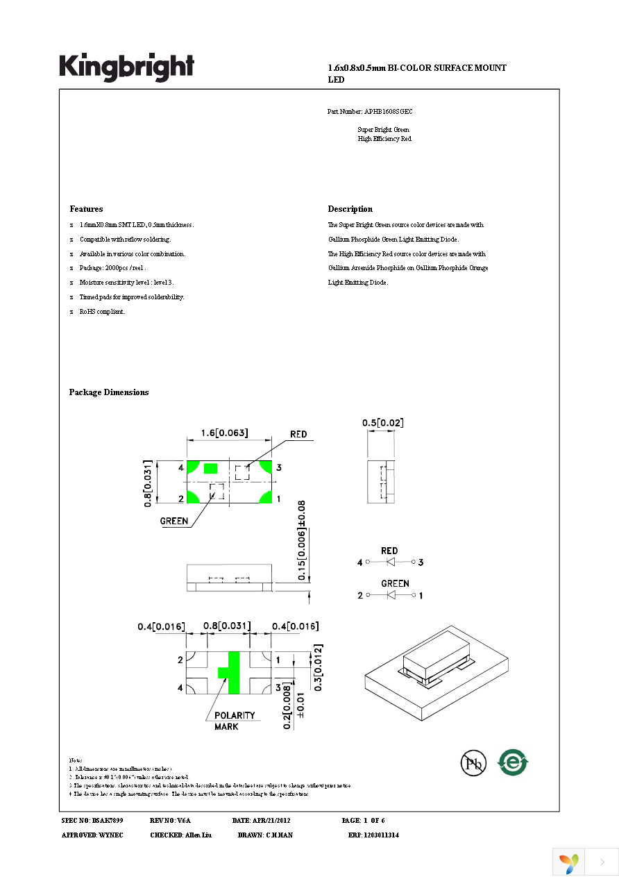 APHB1608SGEC Page 1