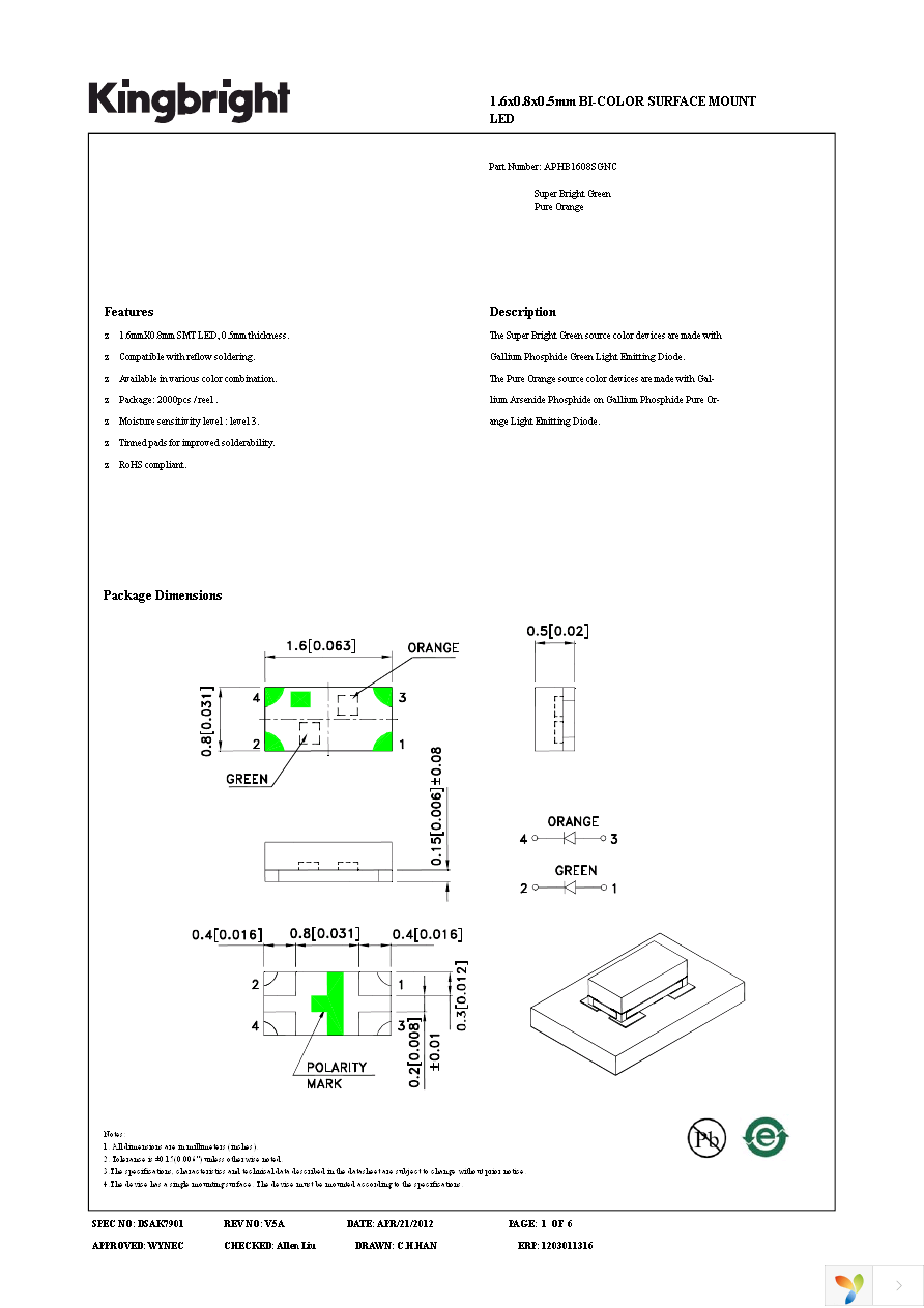 APHB1608SGNC Page 1