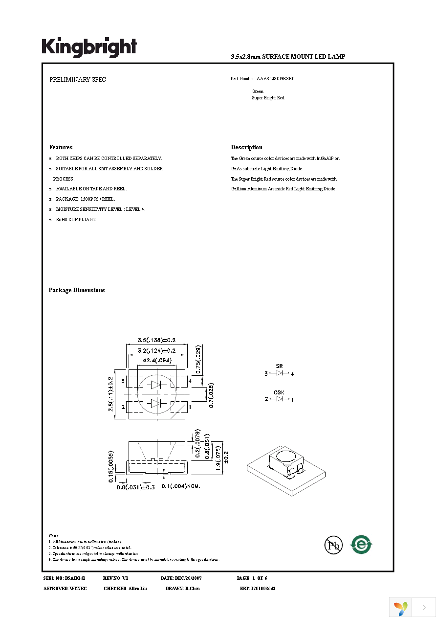 AAA3528CGKSRC Page 1