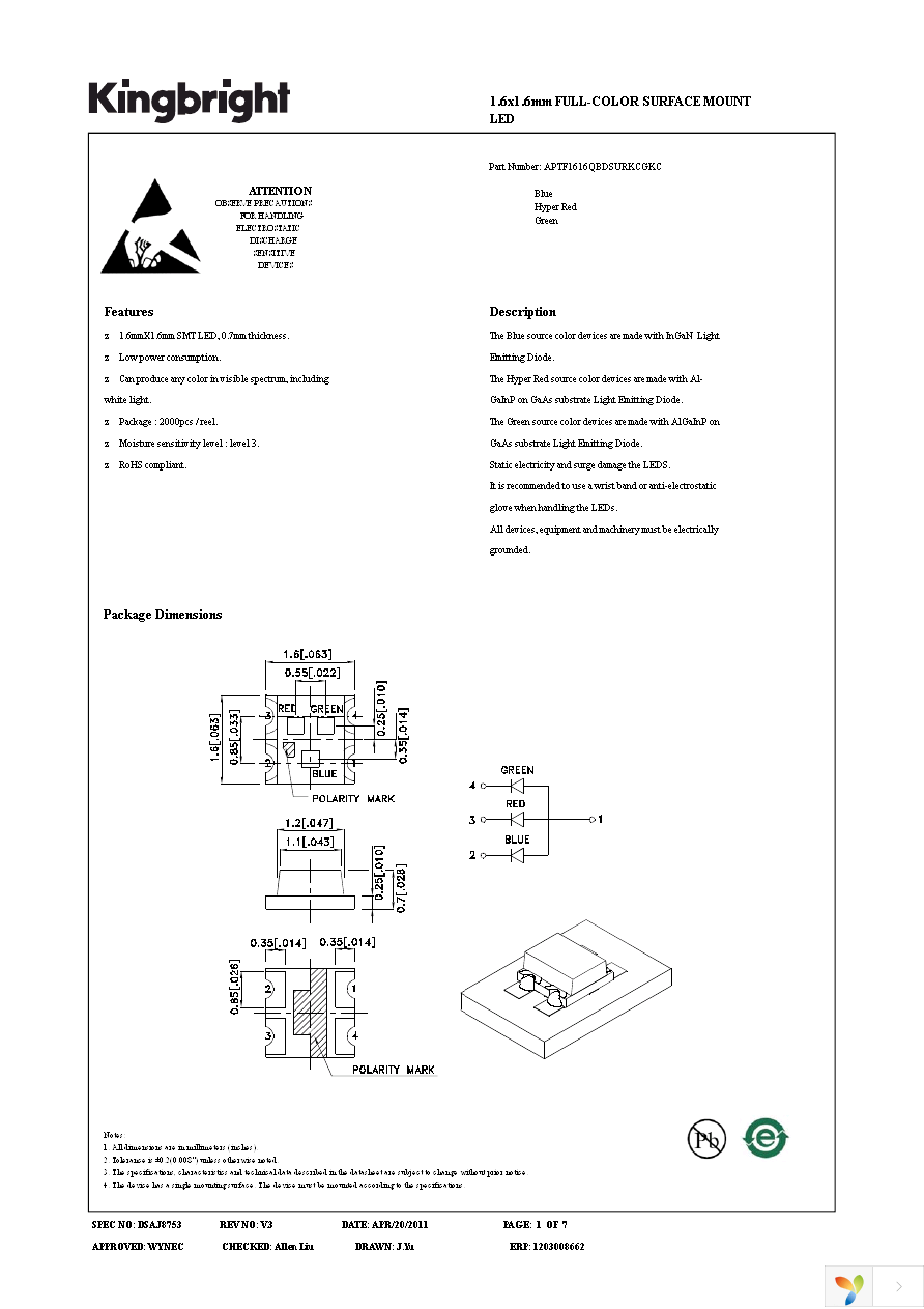 APTF1616QBDSURKCGKC Page 1