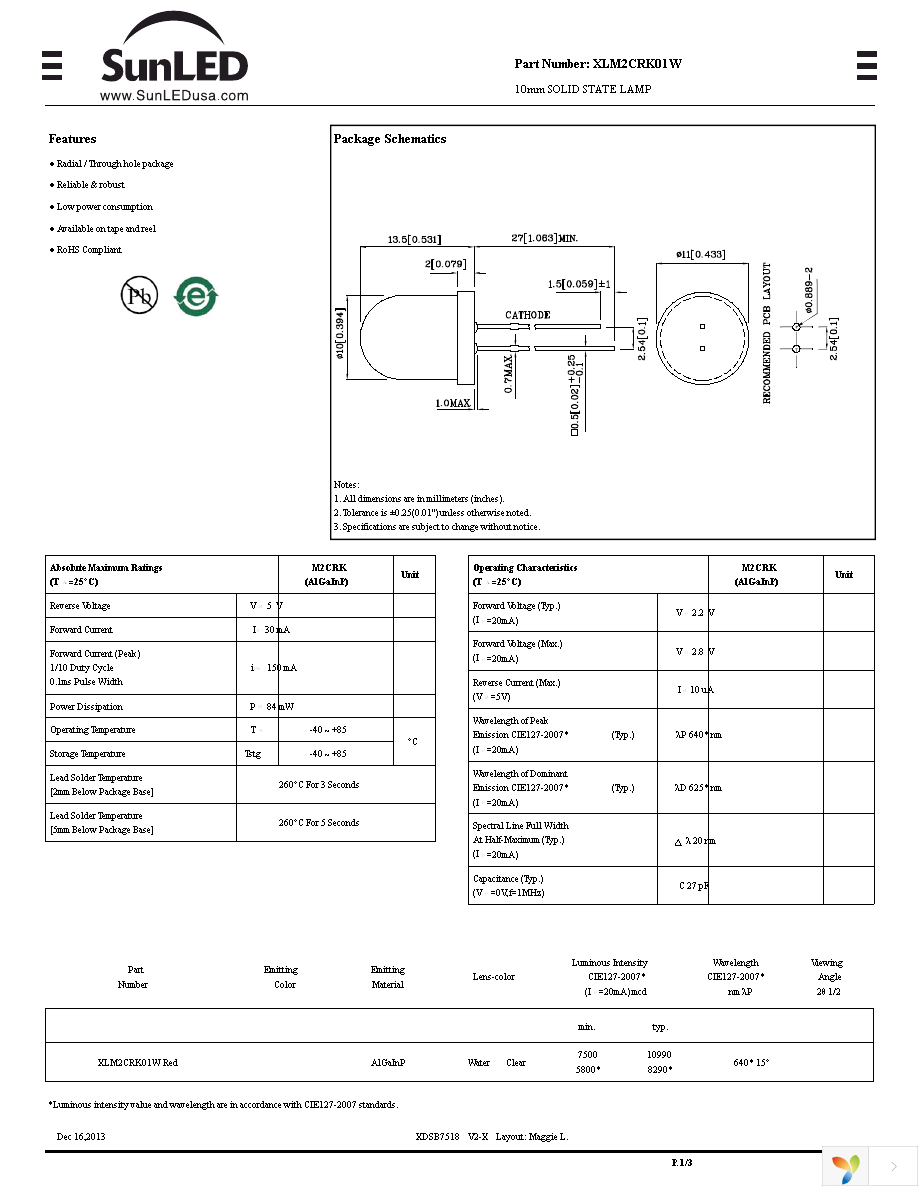 XLM2CRK01W Page 1