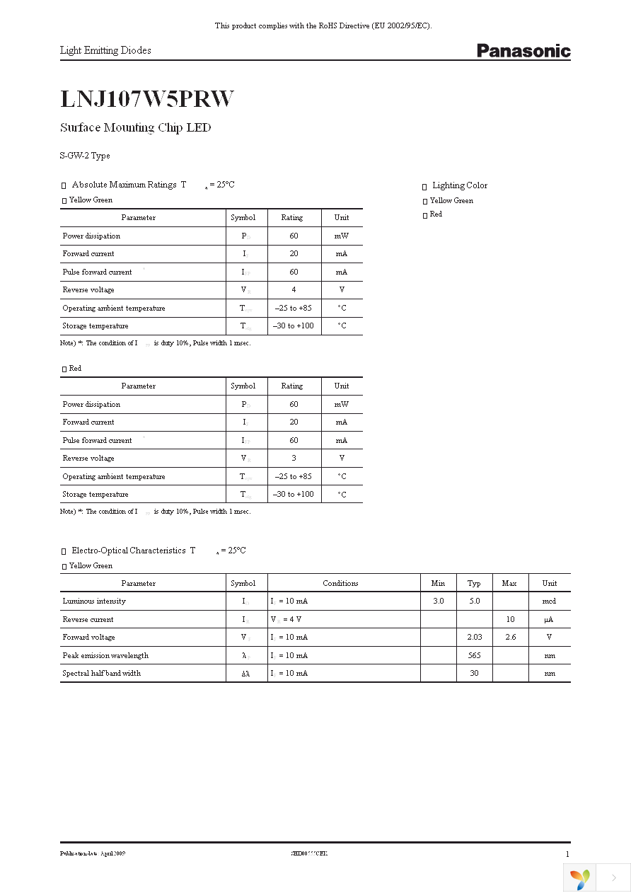 LNJ107W5PRW Page 1