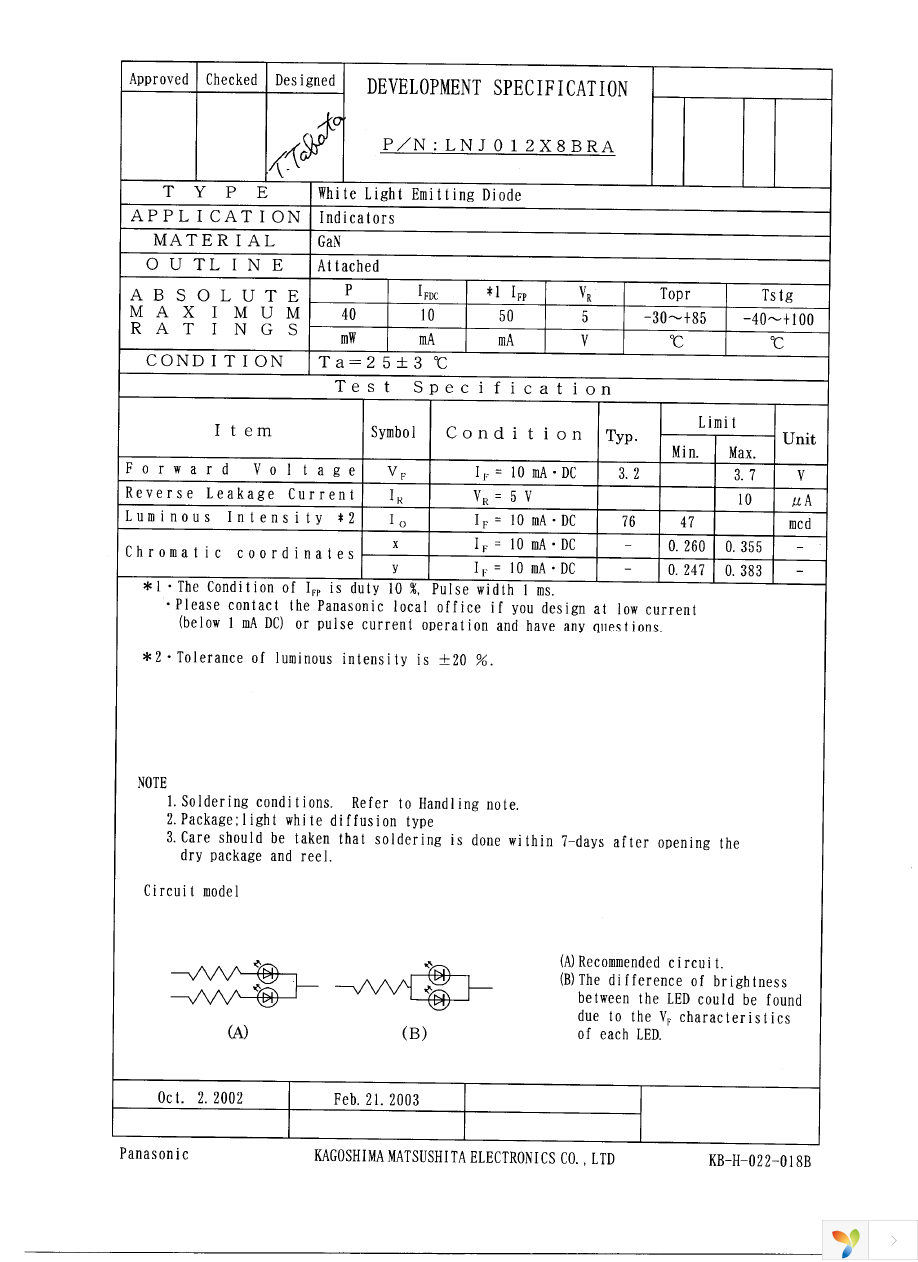 LNJ012X8BRA Page 1