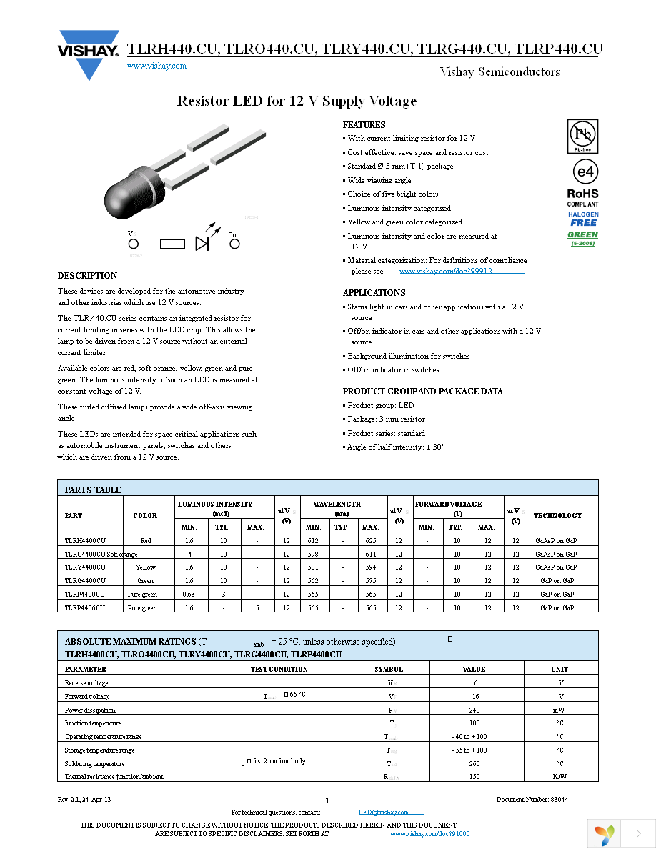 TLRH4400CU Page 1