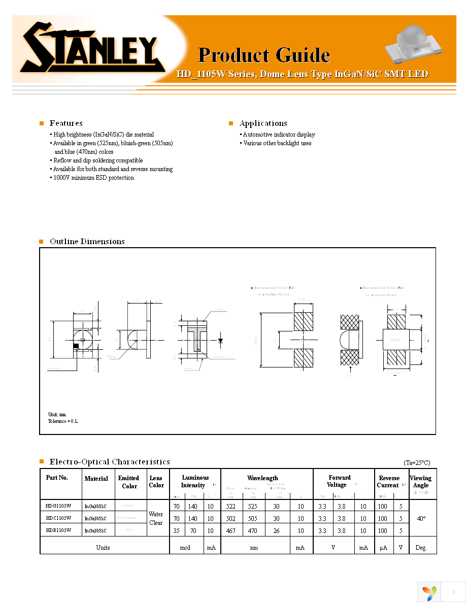 HDB1105W-TR Page 1