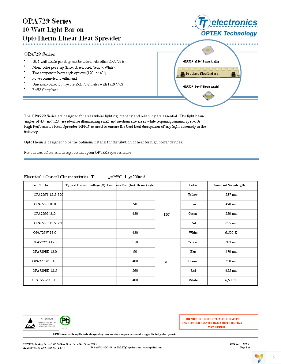OPA729W Page 1