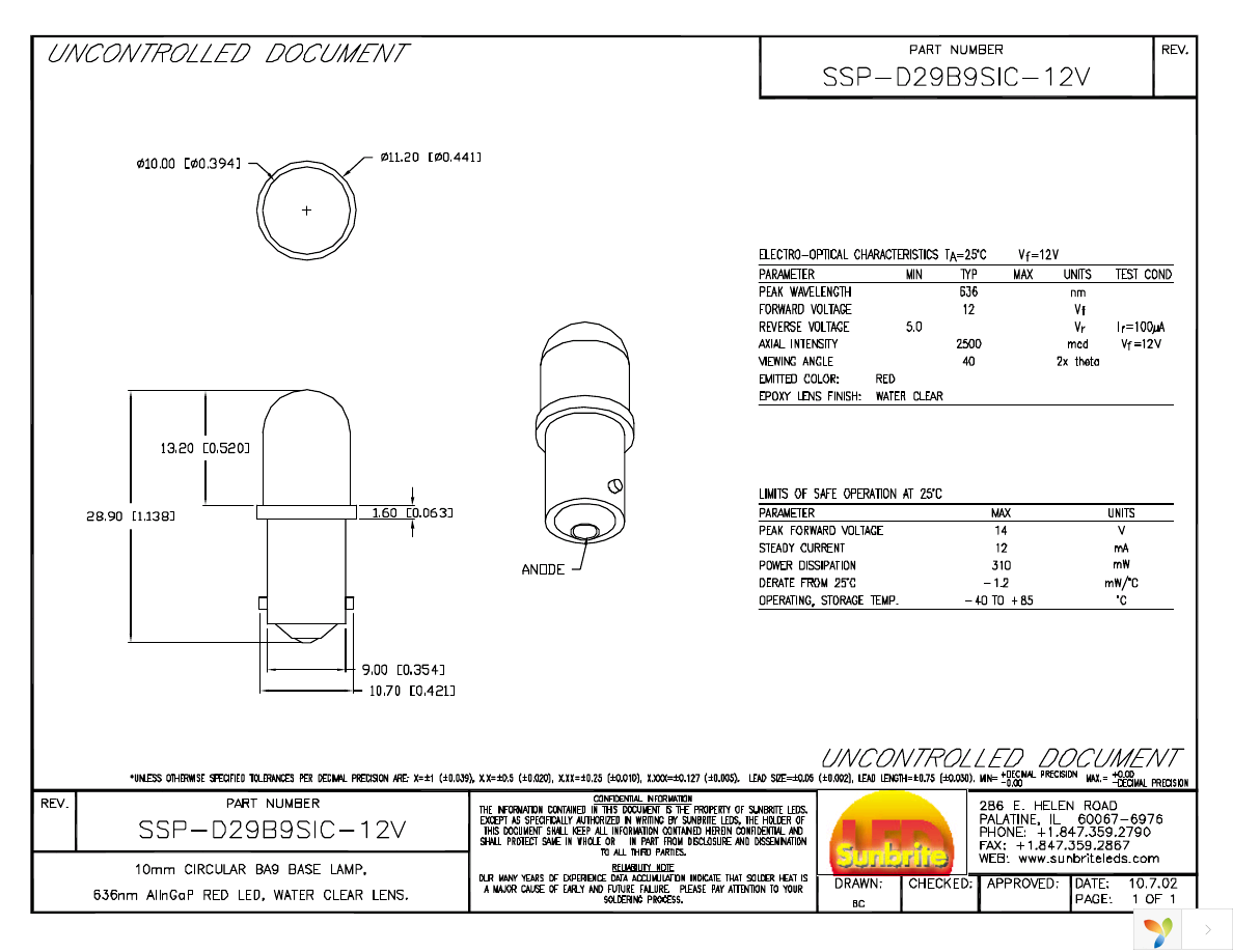 SSP-D29B9SIC-12V Page 1