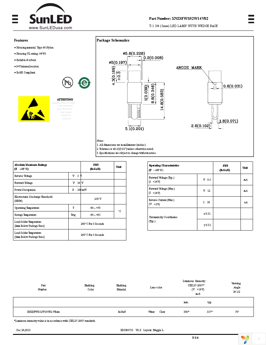 XNZSFWS52W14V02 Page 1