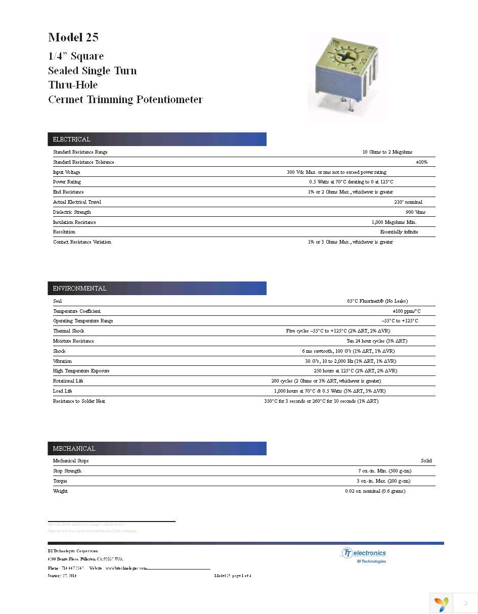 25PR10KLF Page 1