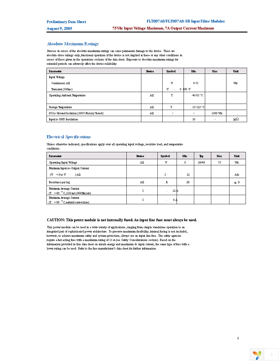 FLT012A0-SZ Page 2