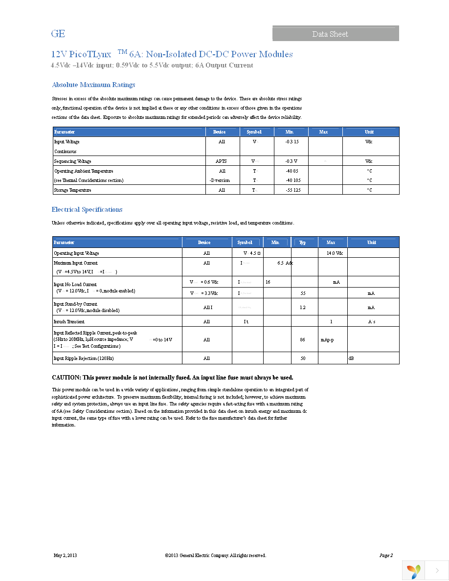 APXS006A0X-SRZ Page 2