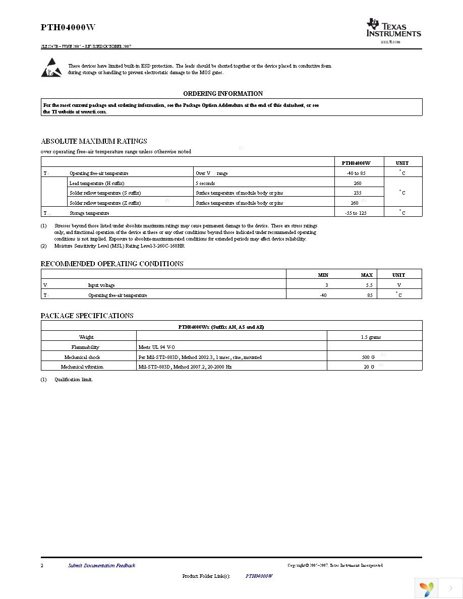 PTH04000WAH Page 2