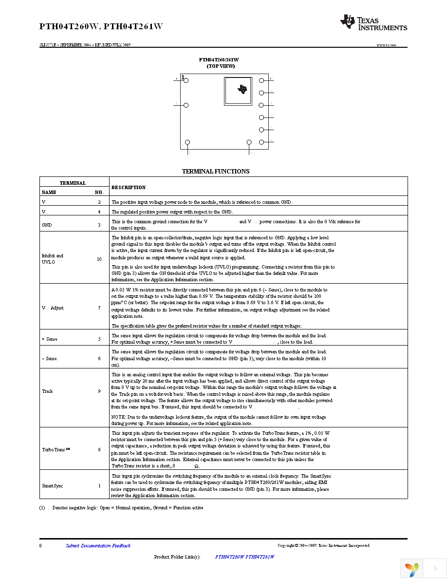 PTH04T260WAD Page 8