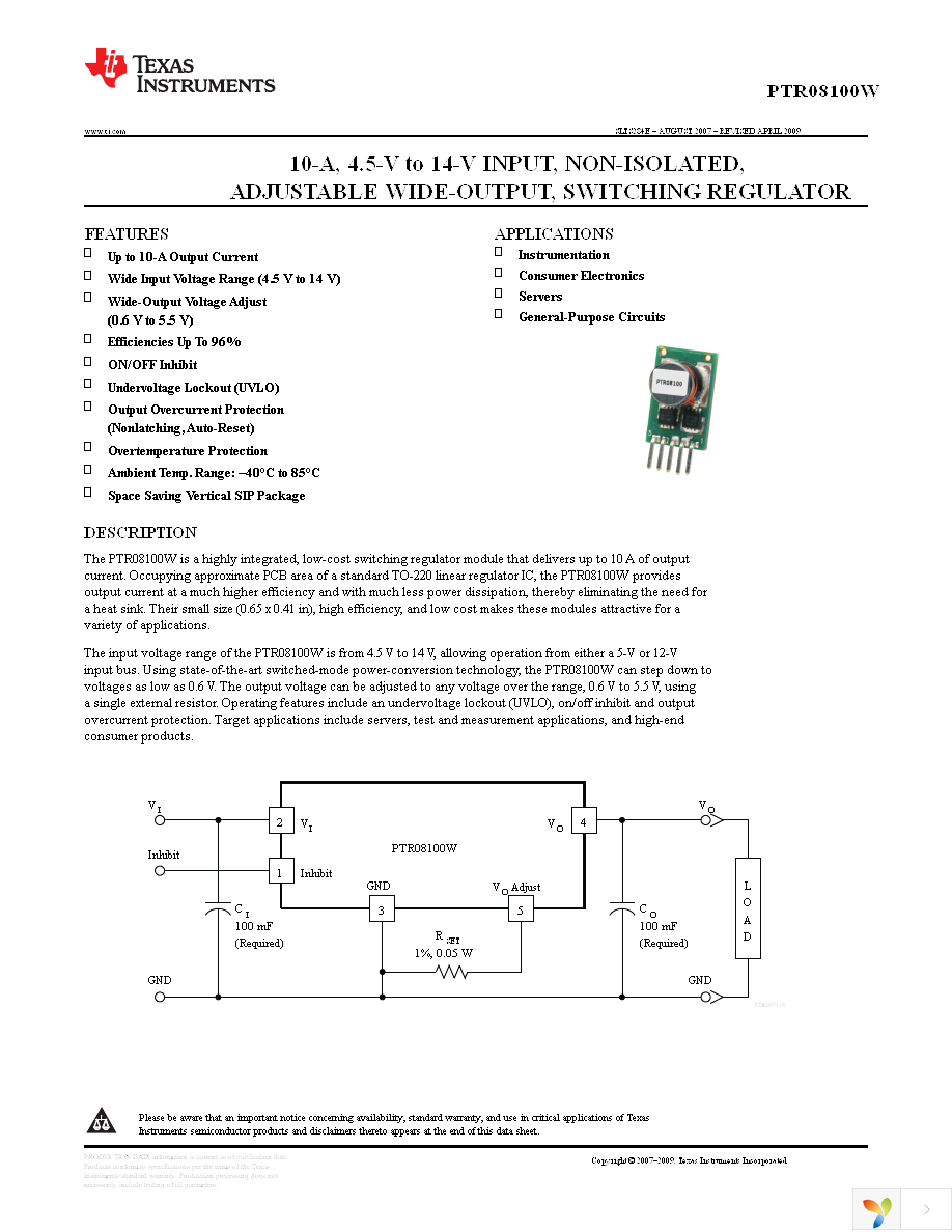 PTR08100WVD Page 1