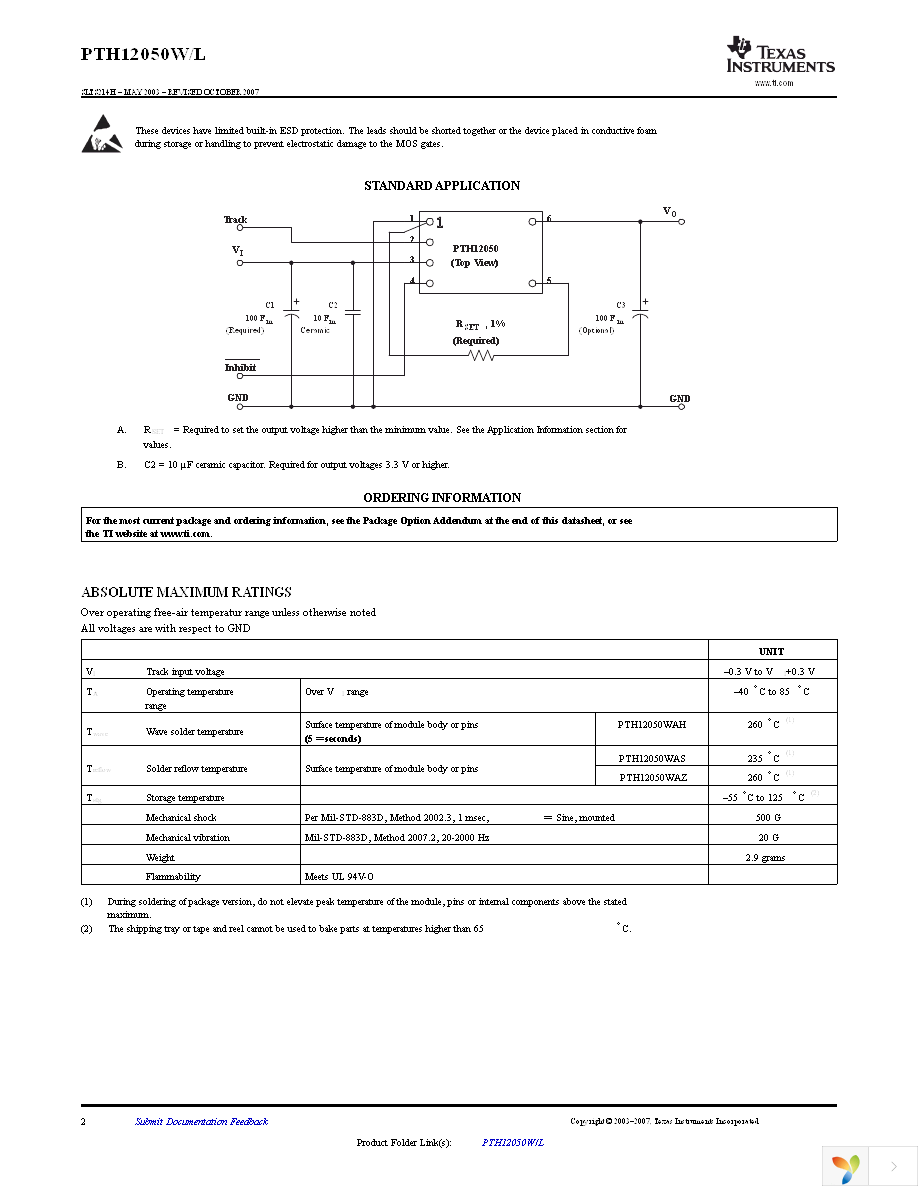 PTH12050WAZ Page 2