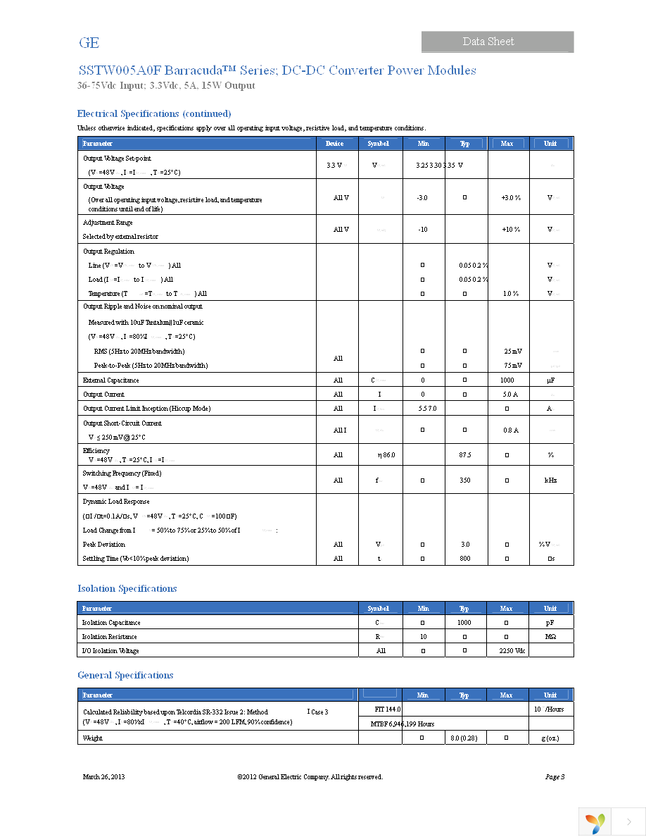 SSTW005A0F41-SRZ Page 3