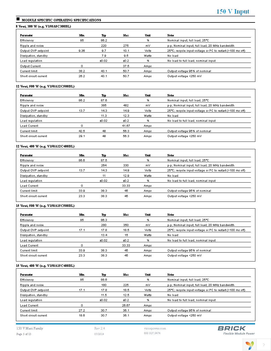 V150A48C500BL Page 5