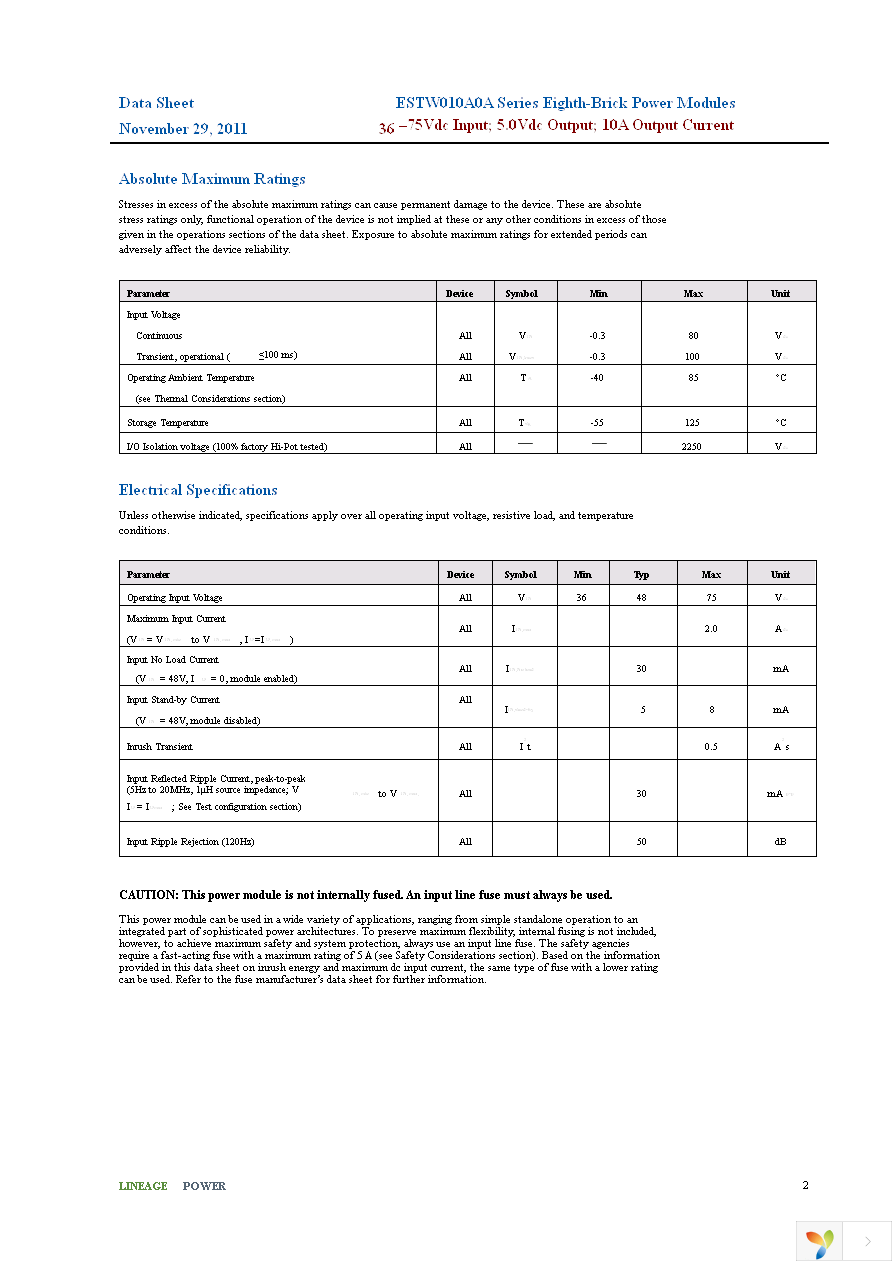 ESTW010A0A41-HZ Page 2