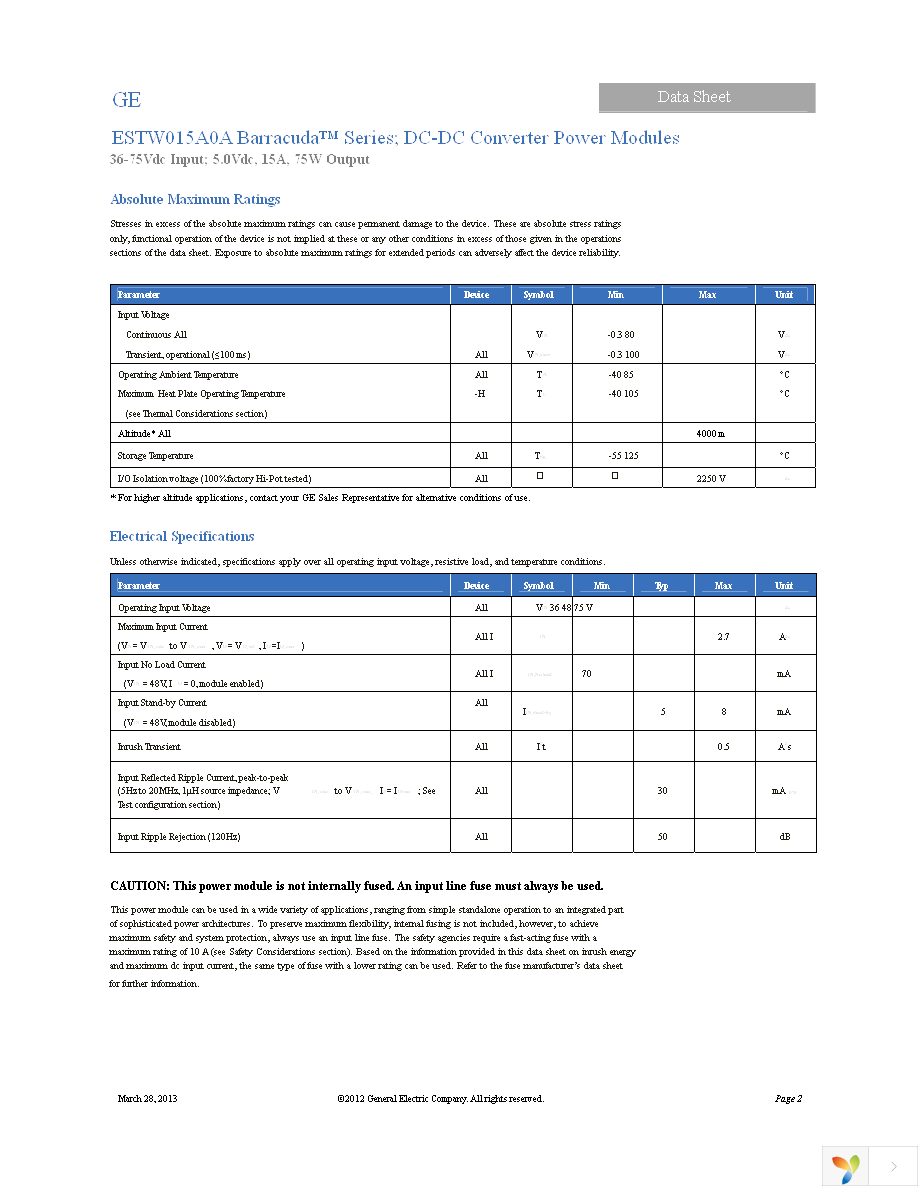 ESTW015A0A41-SZ Page 2