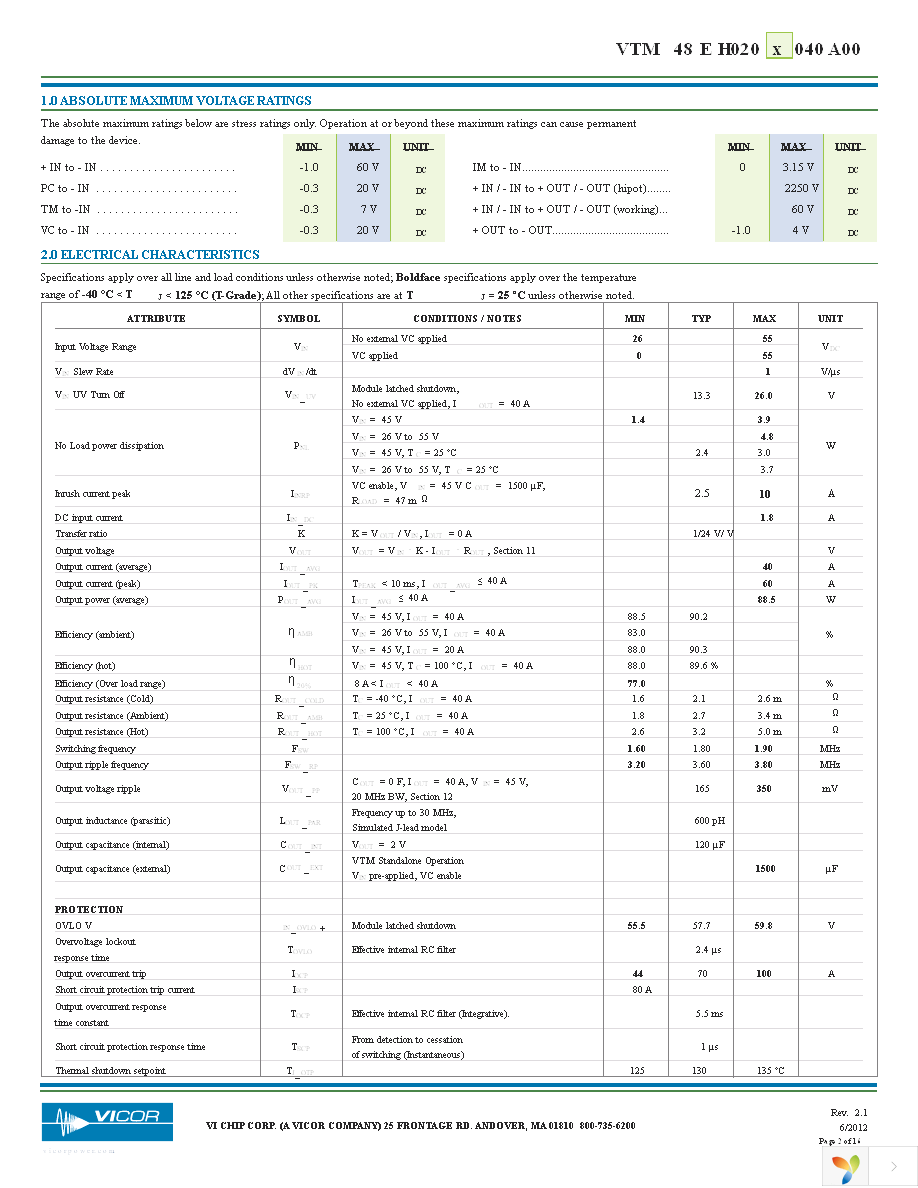 VTM48EH020M040A00 Page 2