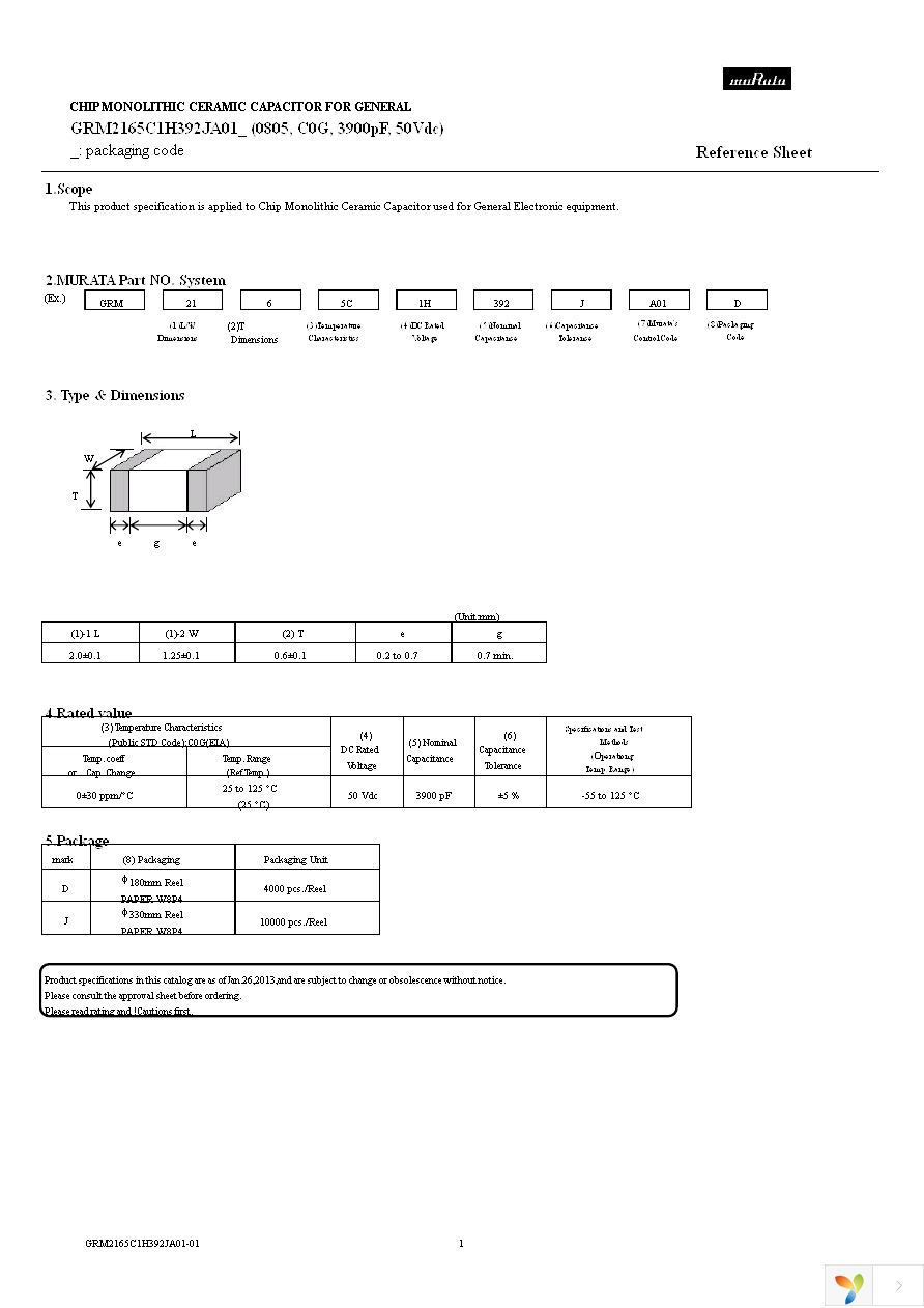 GRM2165C1H392JA01D Page 1