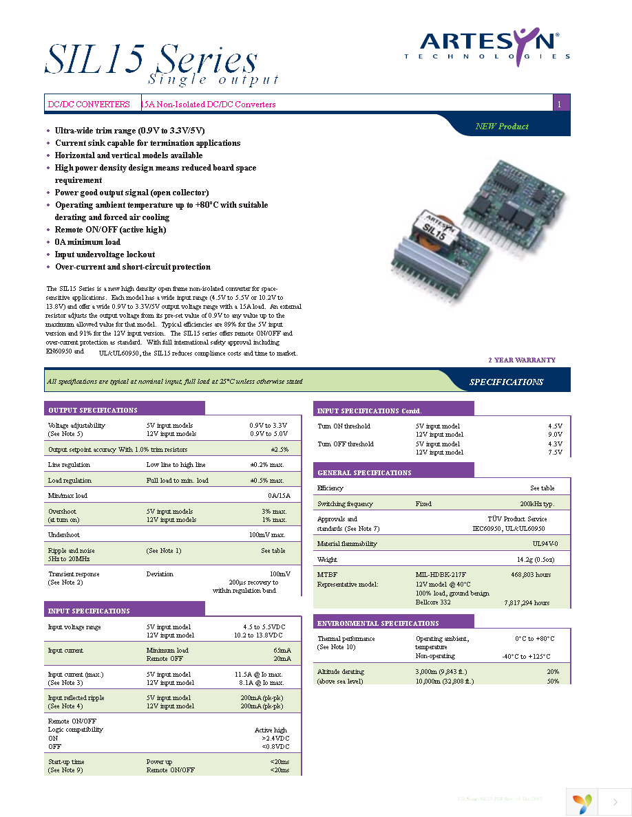 SIL15C-05SADJ-H Page 1