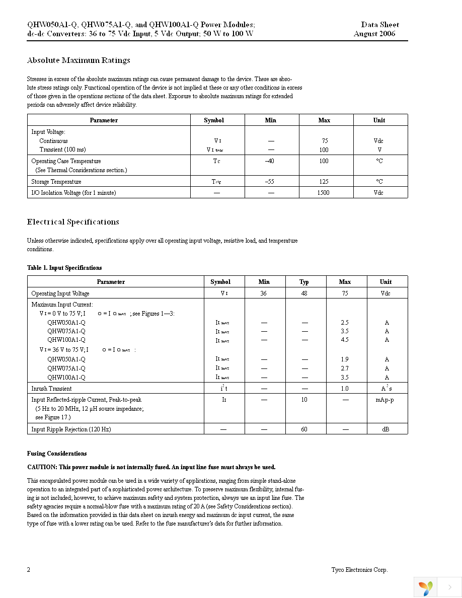 QHW050A1-Q Page 2