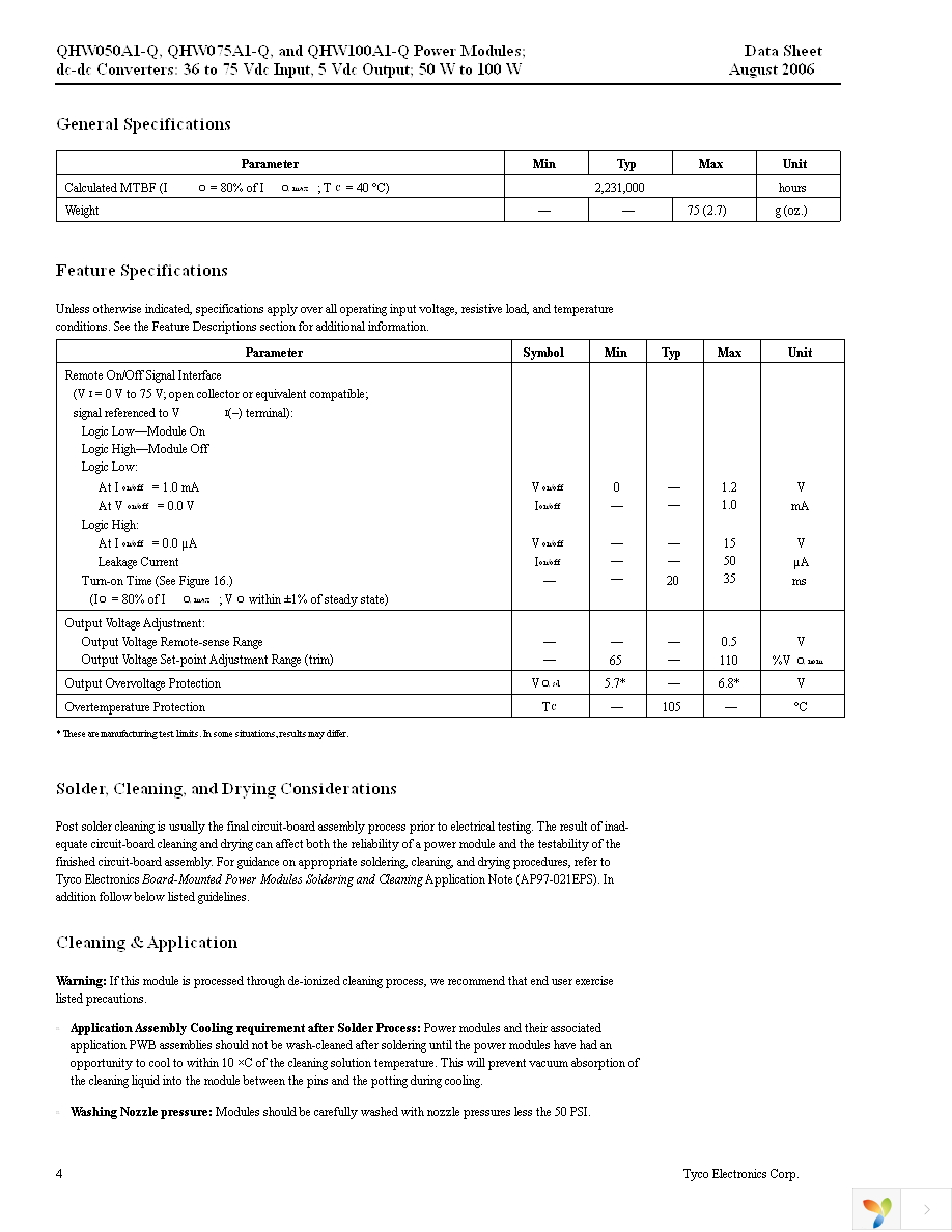 QHW050A1-Q Page 4