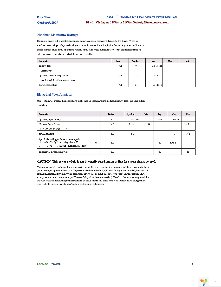 NXA025A0X-S Page 2