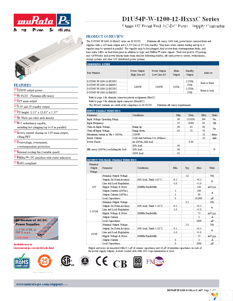 D1U54P-W-1200-12-HA4PC Page 1