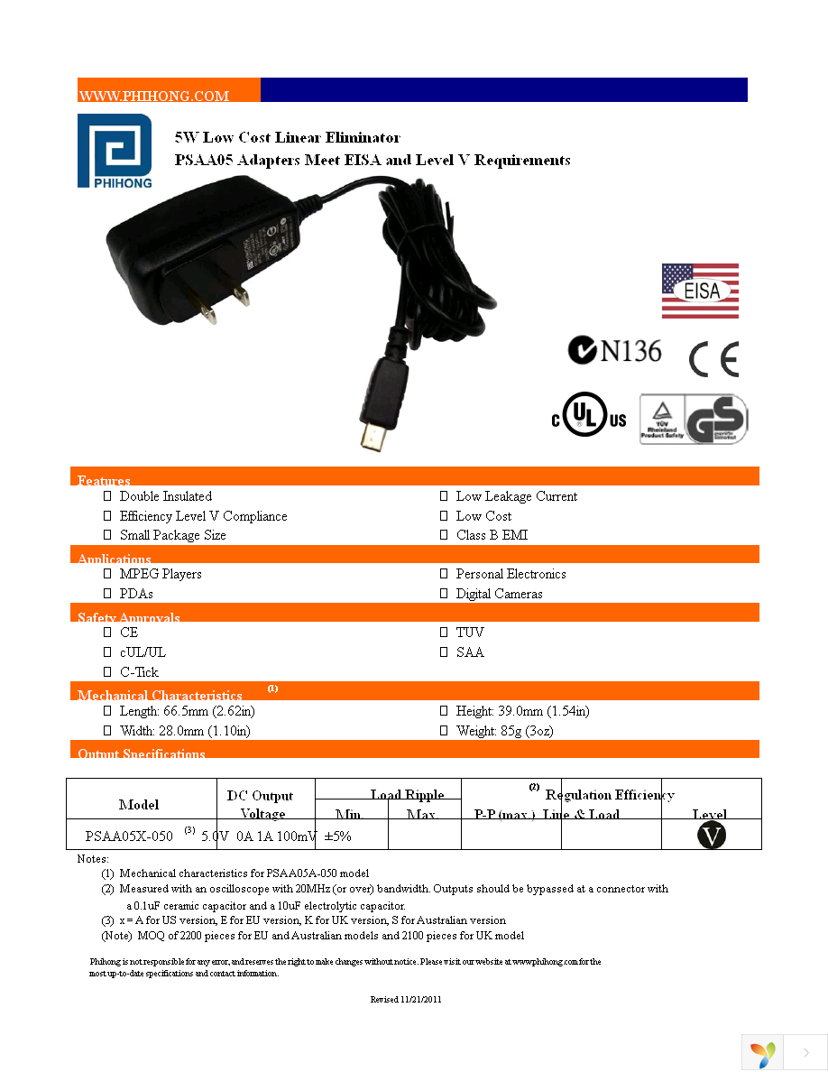 PSAA05A-050 Page 1